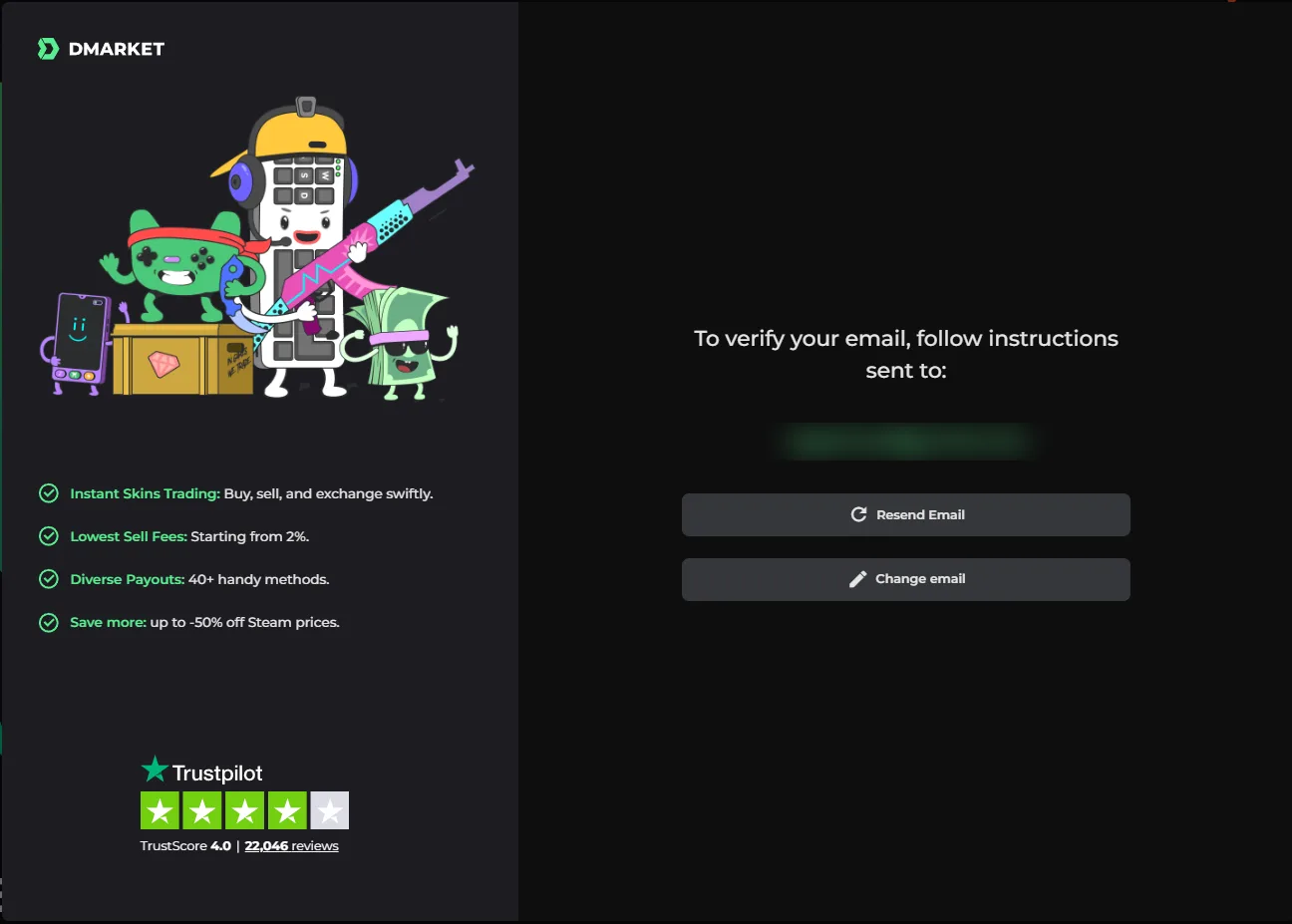 DMarket: Confirm your e-mail