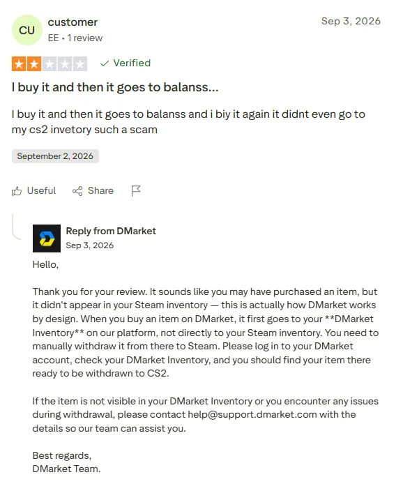 DMarket: 2-star review