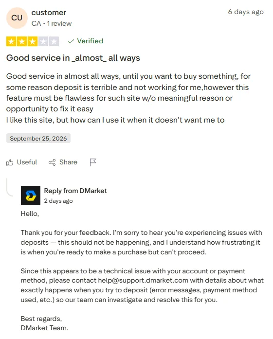 DMarket: 3-star review
